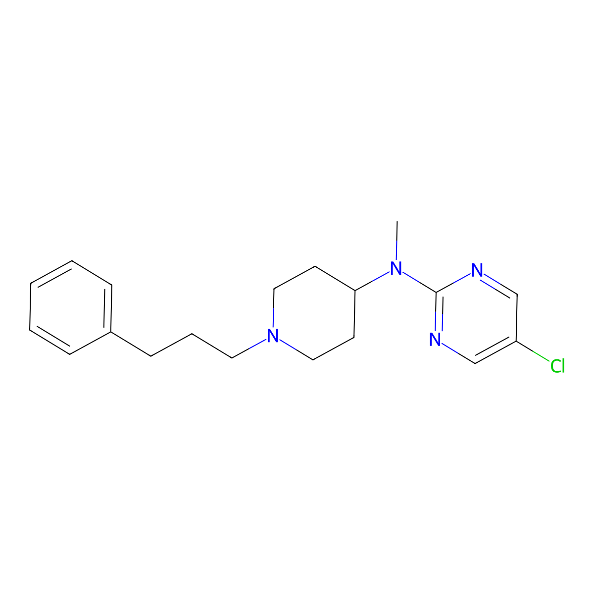 5-chloro-N-methyl-N-[1-(3-phenylpropyl)piperidin-4-yl]pyrimidin-2-amine molecular structure, CAS 2410720-01-1