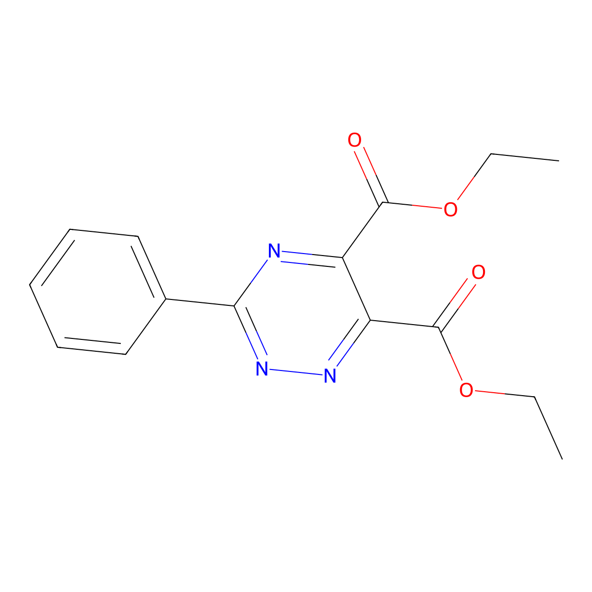 Diethyl 3-phenyl-1,2,4-triazine-5,6-dicarboxylate molecular structure, CAS 24108-45-0