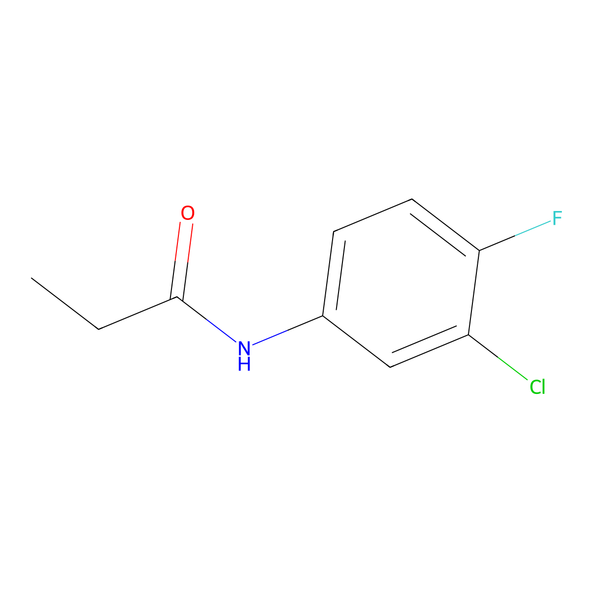 N-(3-chloro-4-fluorophenyl)propanamide molecular structure, CAS 24109-05-5