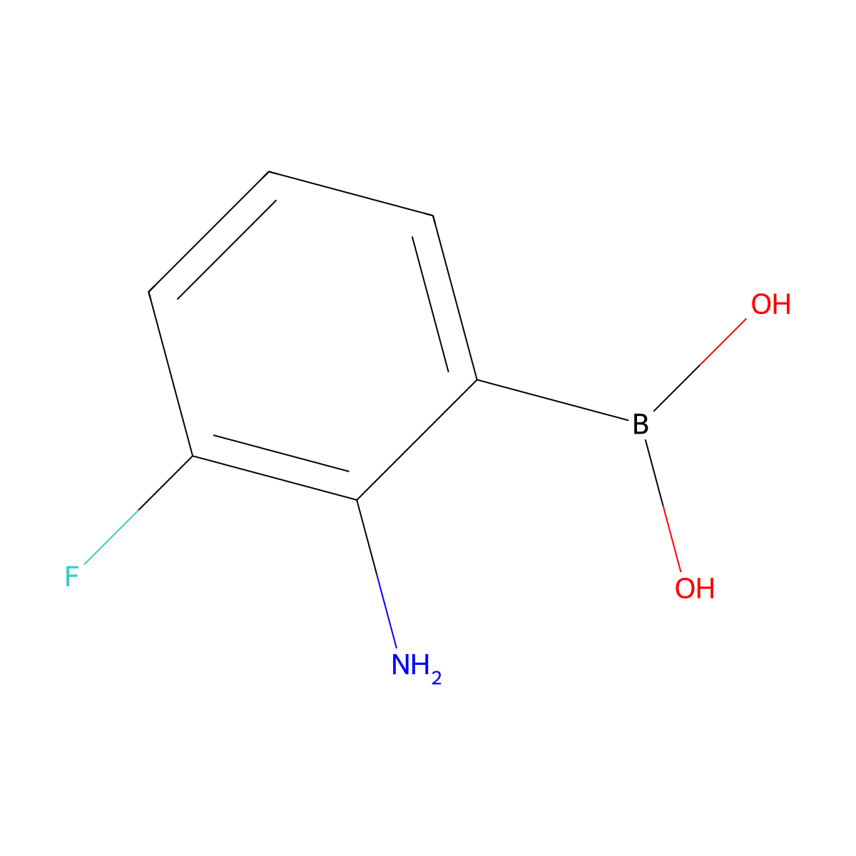 (2-Amino-3-fluorophenyl)boronic acid molecular structure, CAS 2410902-34-8