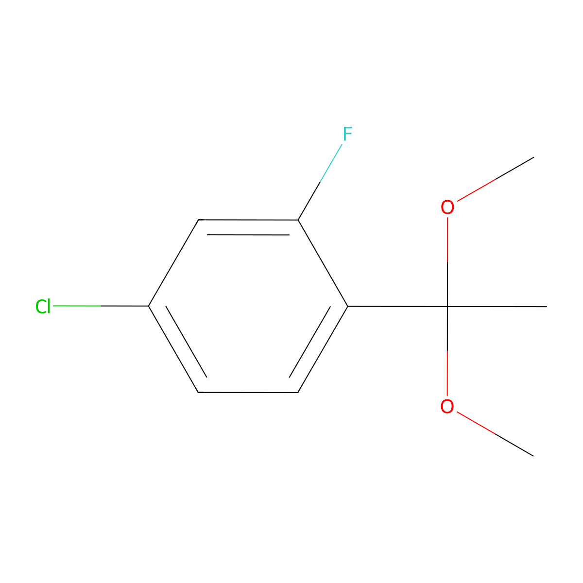 4-Chloro-1-(1,1-dimethoxyethyl)-2-fluorobenzene molecular structure, CAS 2410994-16-8