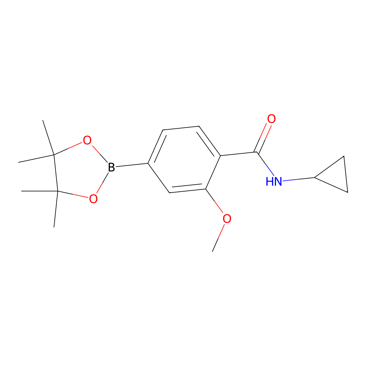 N-Cyclopropyl-2-methoxy-4-(tetramethyl-1,3,2-dioxaborolan-2-yl)benzamide molecular structure, CAS 2411028-83-4