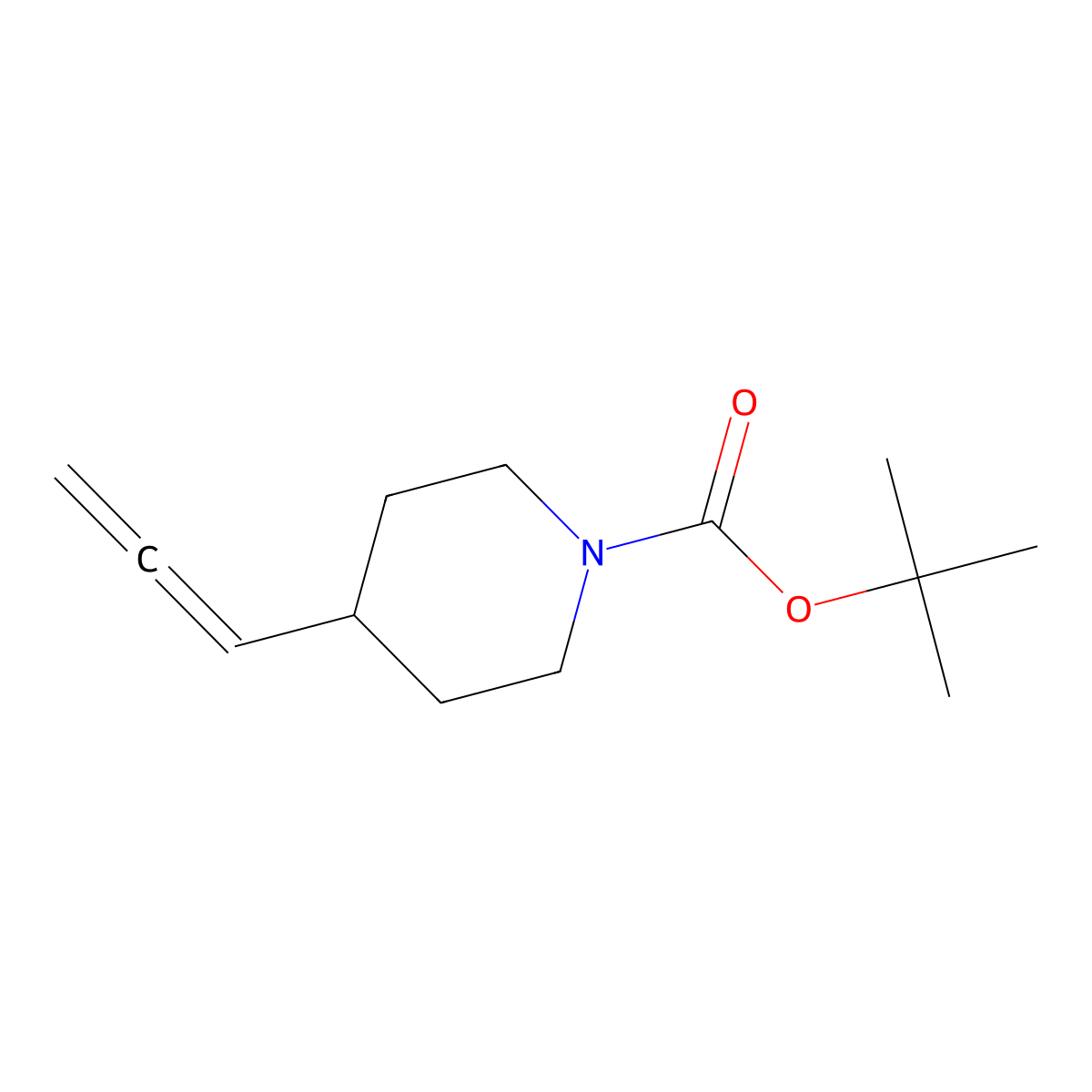 Tert-butyl 4-(propa-1,2-dien-1-yl)piperidine-1-carboxylate molecular structure, CAS 2411091-89-7