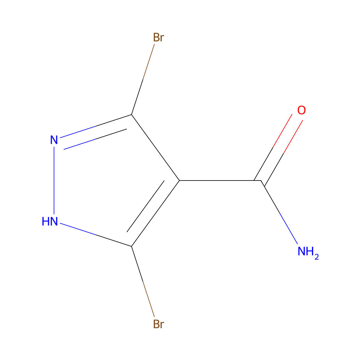 3,5-Dibromo-1H-pyrazole-4-carboxamide molecular structure, CAS 2411097-48-6