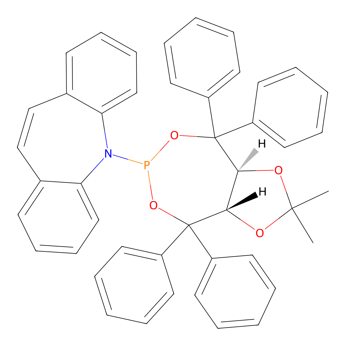 5-((3AS,8aS)-2,2-Dimethyl-4,4,8,8-tetraphenyltetrahydro-[1,3]dioxolo[4,5-e][1,3,2]dioxaphosphepin-6-yl)-5H-dibenzo[b,f]azepine molecular structure, CAS 2411176-84-4