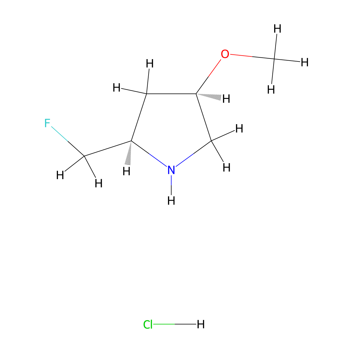 (2R,4R)-2-(fluoromethyl)-4-methoxypyrrolidine hydrochloride molecular structure, CAS 2411177-23-4