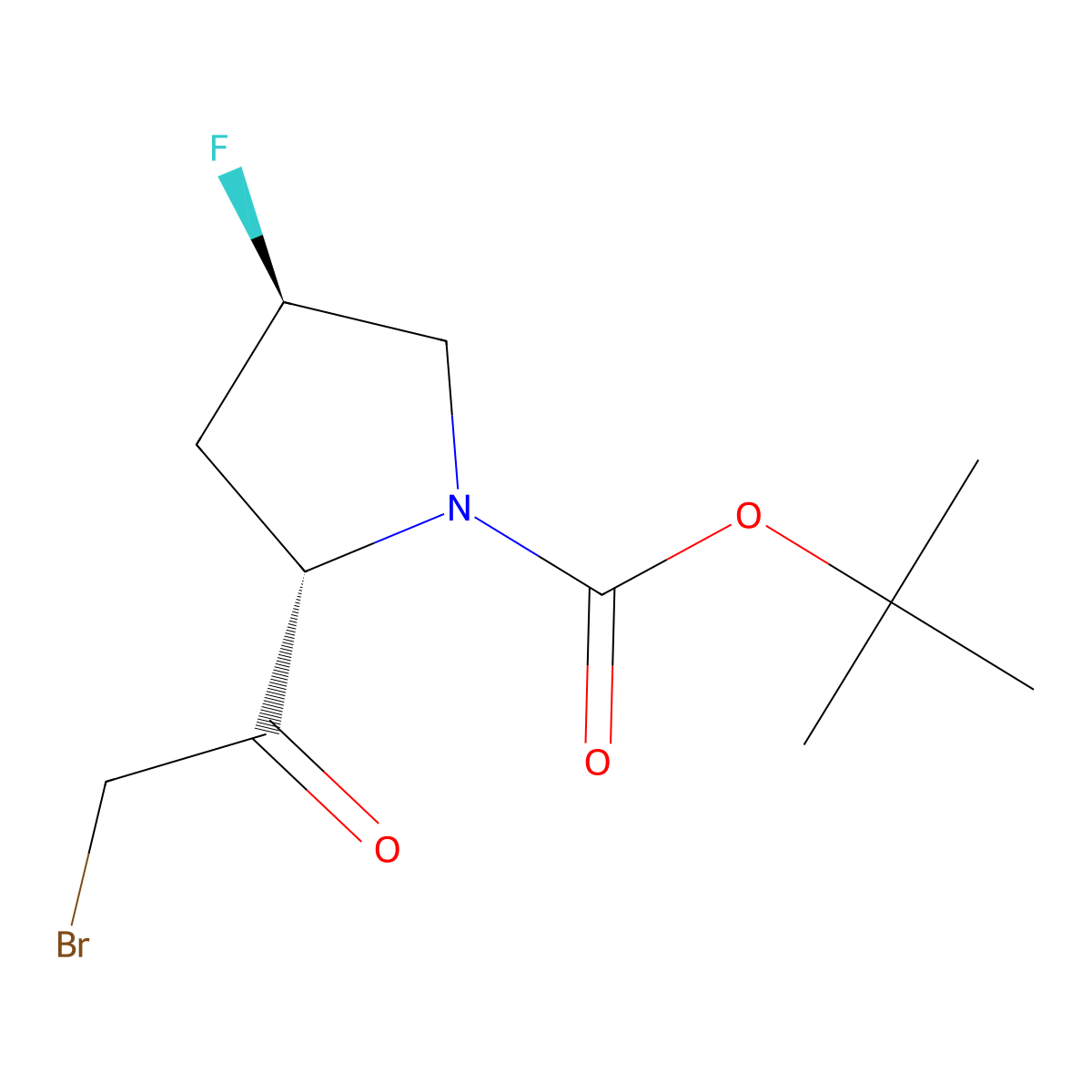 tert-butyl (2S,4R)-2-(2-bromoacetyl)-4-fluoropyrrolidine-1-carboxylate molecular structure, CAS 2411177-25-6