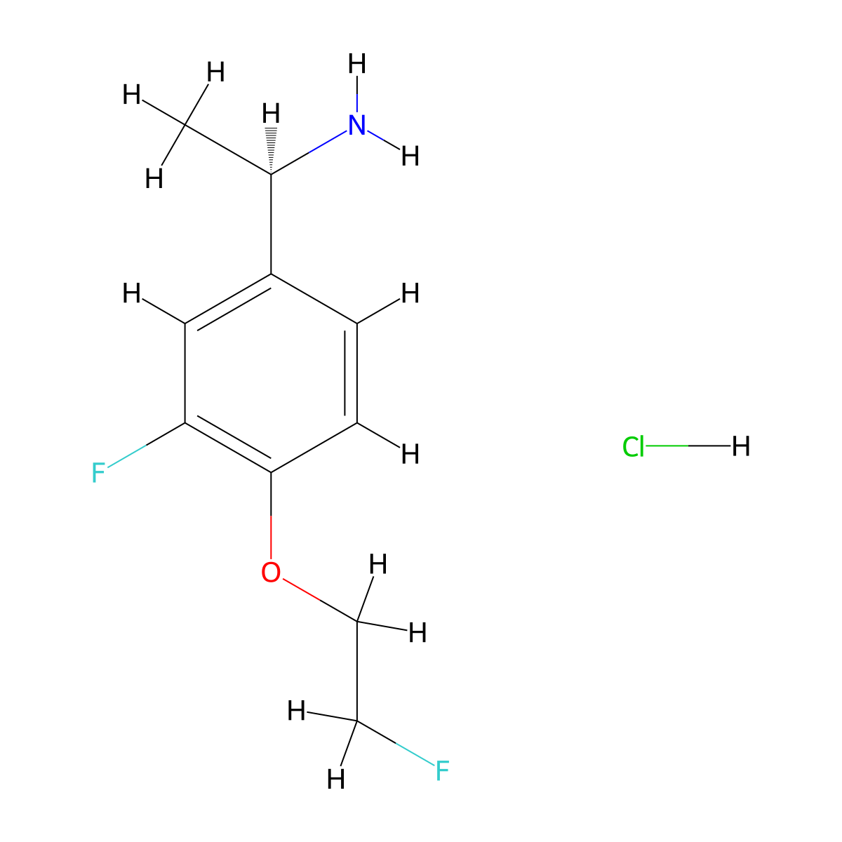 (1R)-1-[3-Fluoro-4-(2-fluoroethoxy)phenyl]ethanamine;hydrochloride molecular structure, CAS 2411178-17-9