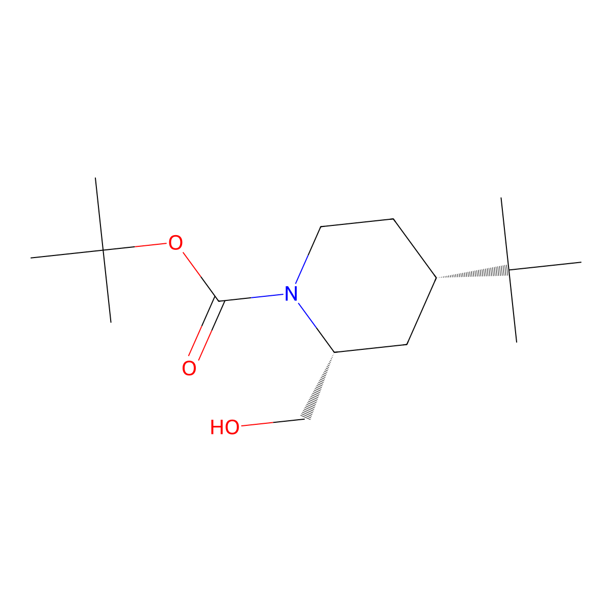 rac-tert-butyl (2R,4S)-4-tert-butyl-2-(hydroxymethyl)piperidine-1-carboxylate molecular structure, CAS 2411178-29-3