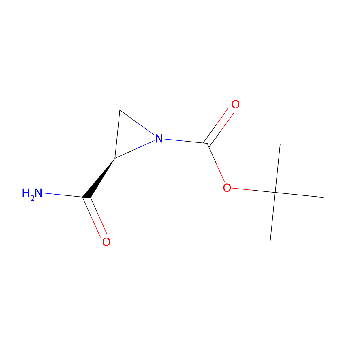 Tert-butyl (2R)-2-carbamoylaziridine-1-carboxylate molecular structure, CAS 2411178-32-8