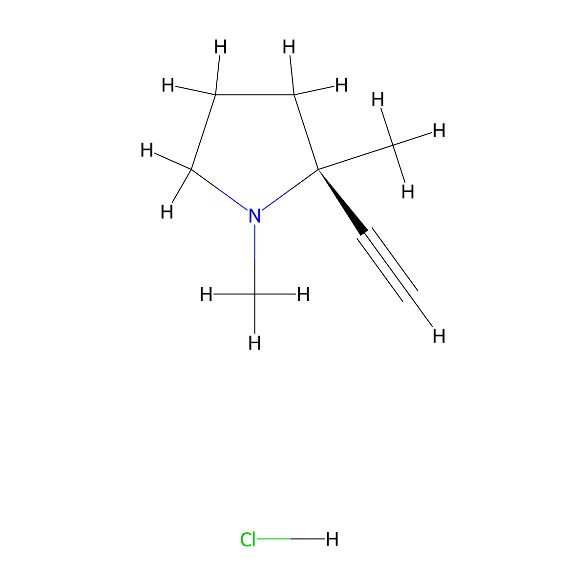 (2S)-2-ethynyl-1,2-dimethylpyrrolidine hydrochloride molecular structure, CAS 2411179-28-5