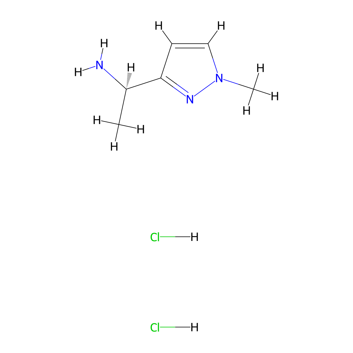 (1R)-1-(1-Methylpyrazol-3-yl)ethanamine;dihydrochloride molecular structure, CAS 2411179-33-2