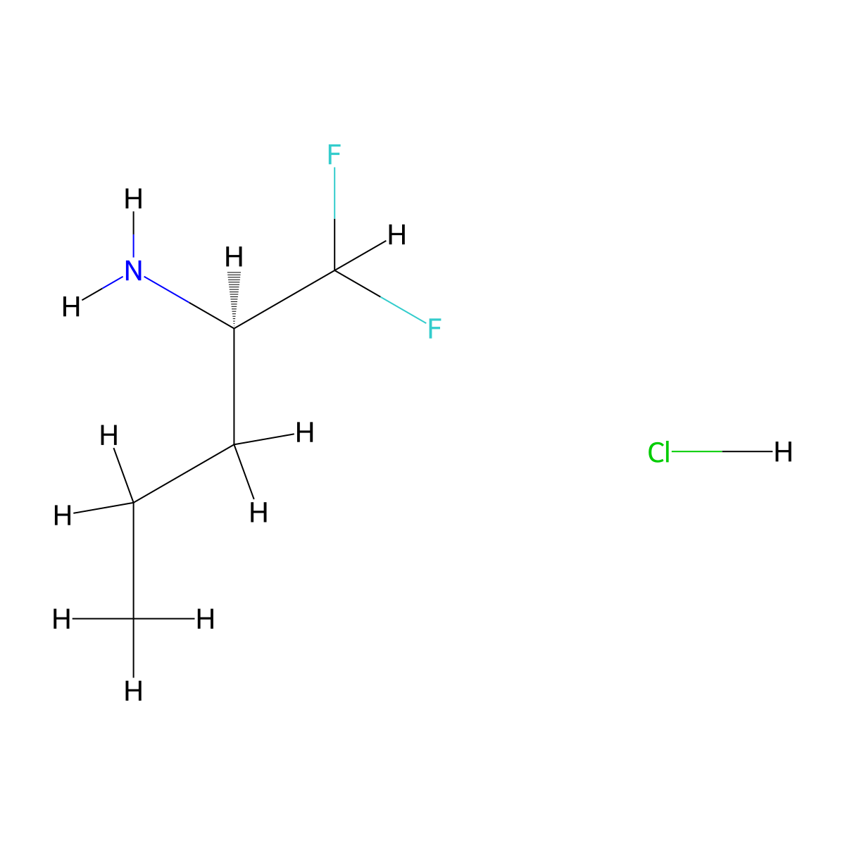 (2R)-1,1-difluoropentan-2-amine hydrochloride molecular structure, CAS 2411179-56-9