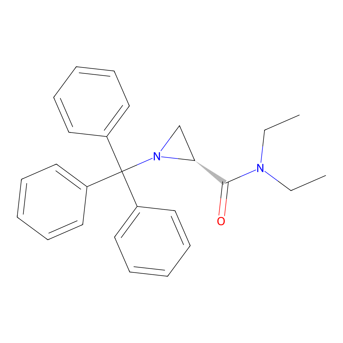 (2R)-N,N-diethyl-1-(triphenylmethyl)aziridine-2-carboxamide molecular structure, CAS 2411179-63-8