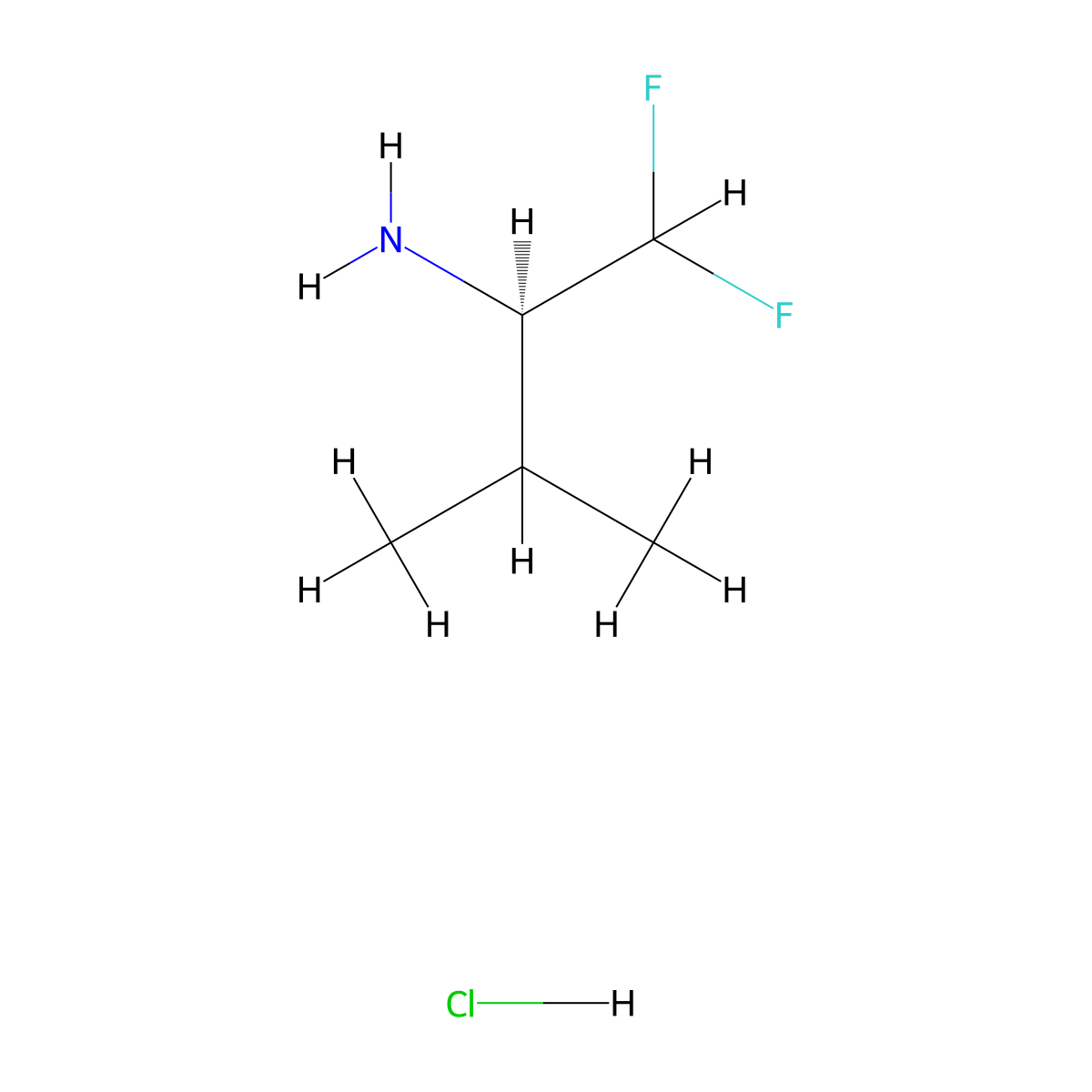 (2R)-1,1-difluoro-3-methylbutan-2-amine hydrochloride molecular structure, CAS 2411179-68-3