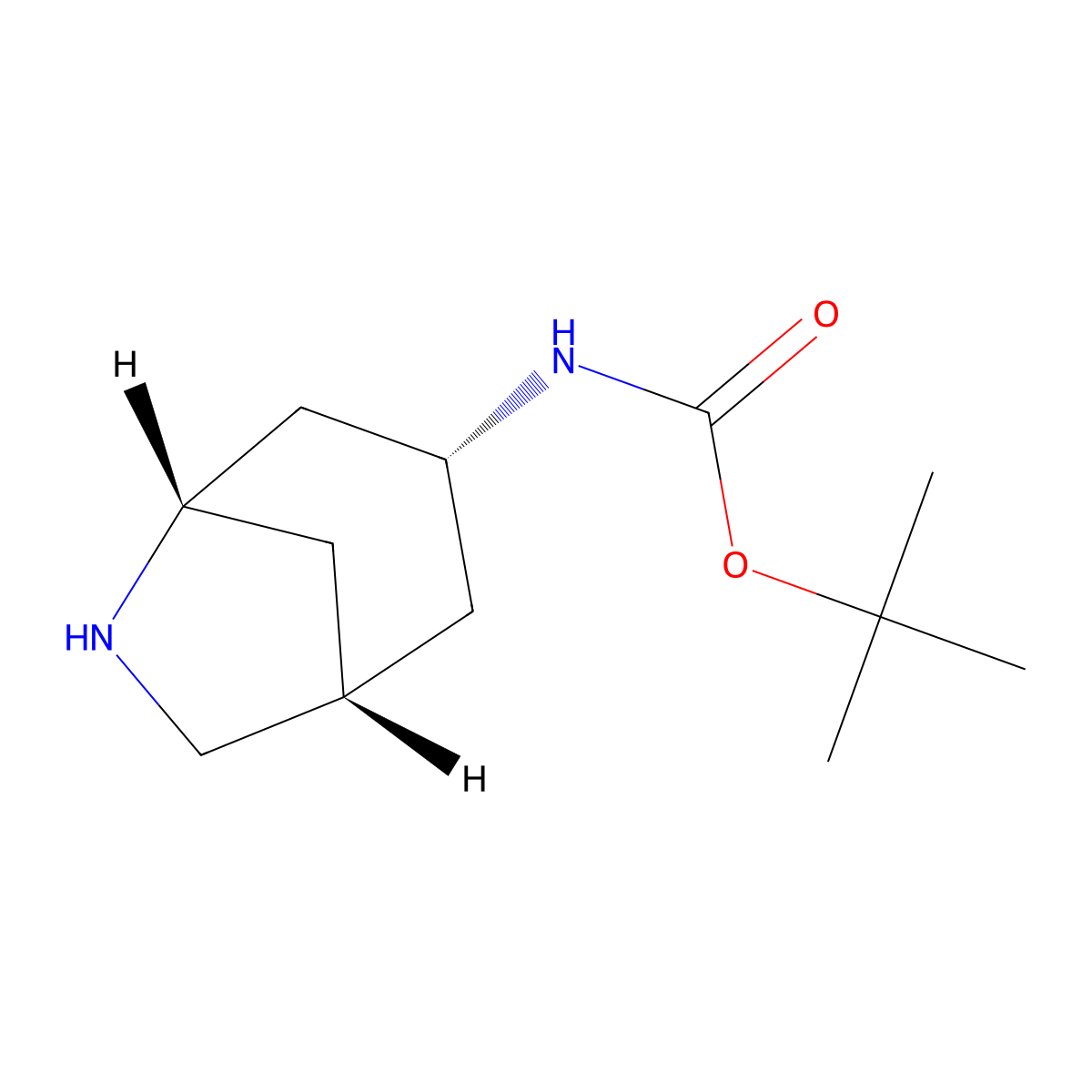 rac-tert-butyl N-[(1R,3R,5S)-6-azabicyclo[3.2.1]octan-3-yl]carbamate molecular structure, CAS 2411179-92-3