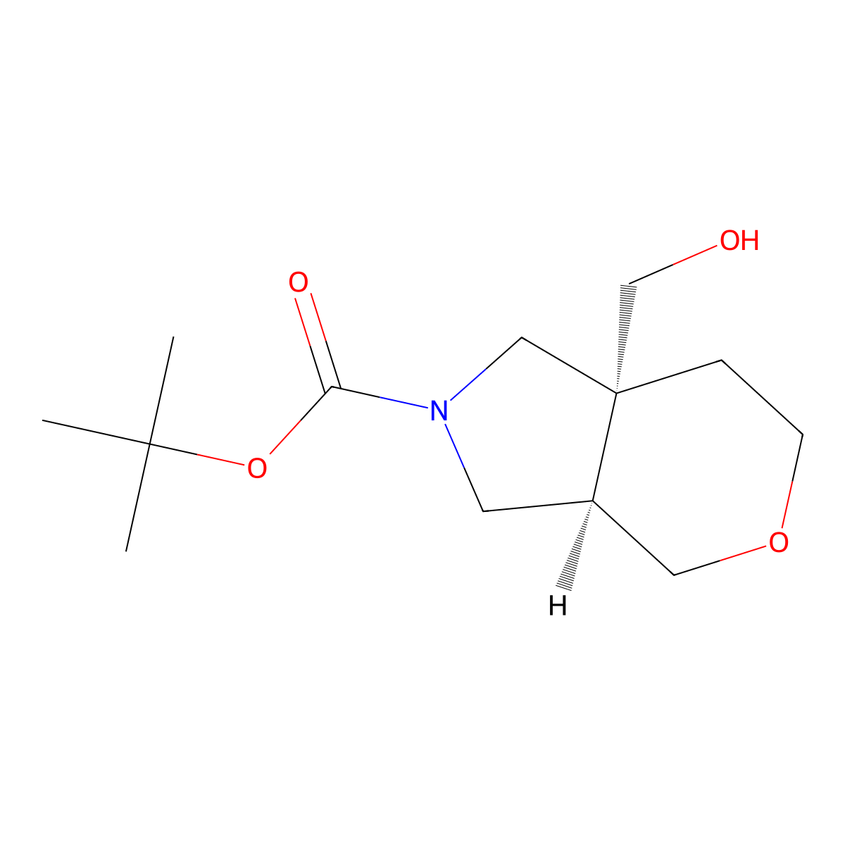 Tert-butyl (3aR,7aR)-7a-(hydroxymethyl)-1,3,3a,4,6,7-hexahydropyrano[3,4-c]pyrrole-2-carboxylate molecular structure, CAS 2411180-13-5