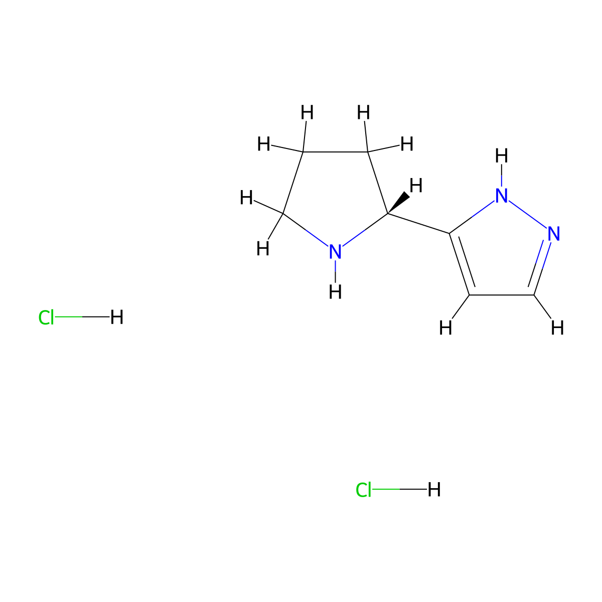 5-[(2R)-Pyrrolidin-2-yl]-1H-pyrazole;dihydrochloride molecular structure, CAS 2411180-15-7