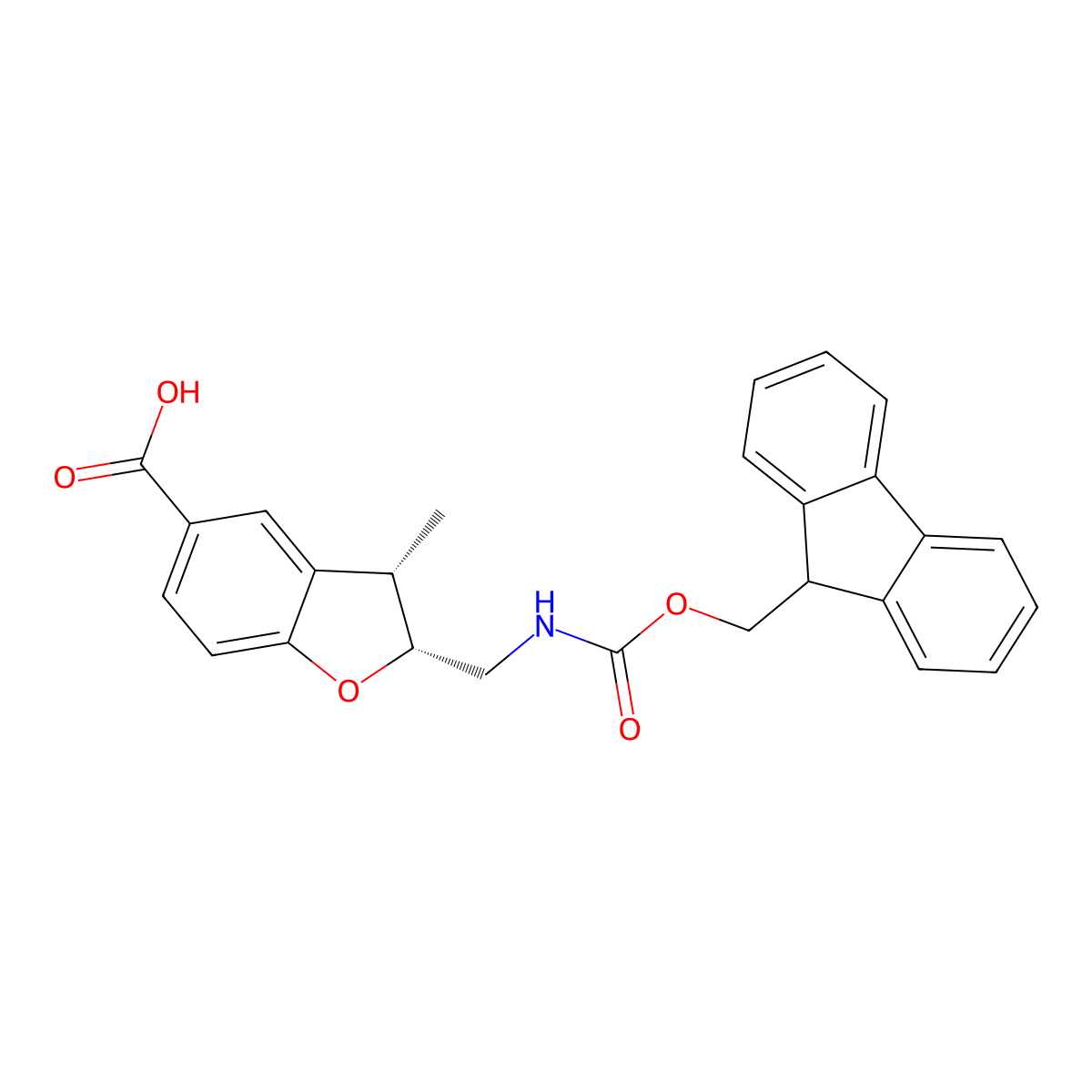 rac-(2R,3S)-2-[({[(9H-fluoren-9-yl)methoxy]carbonyl}amino)methyl]-3-methyl-2,3-dihydro-1-benzofuran-5-carboxylic acid molecular structure, CAS 2411180-19-1