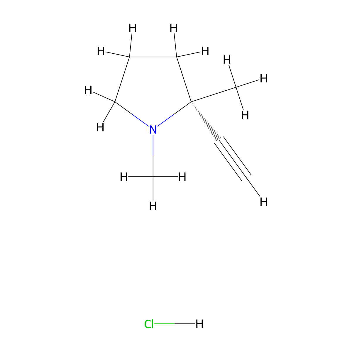 (2R)-2-ethynyl-1,2-dimethylpyrrolidine hydrochloride molecular structure, CAS 2411180-24-8