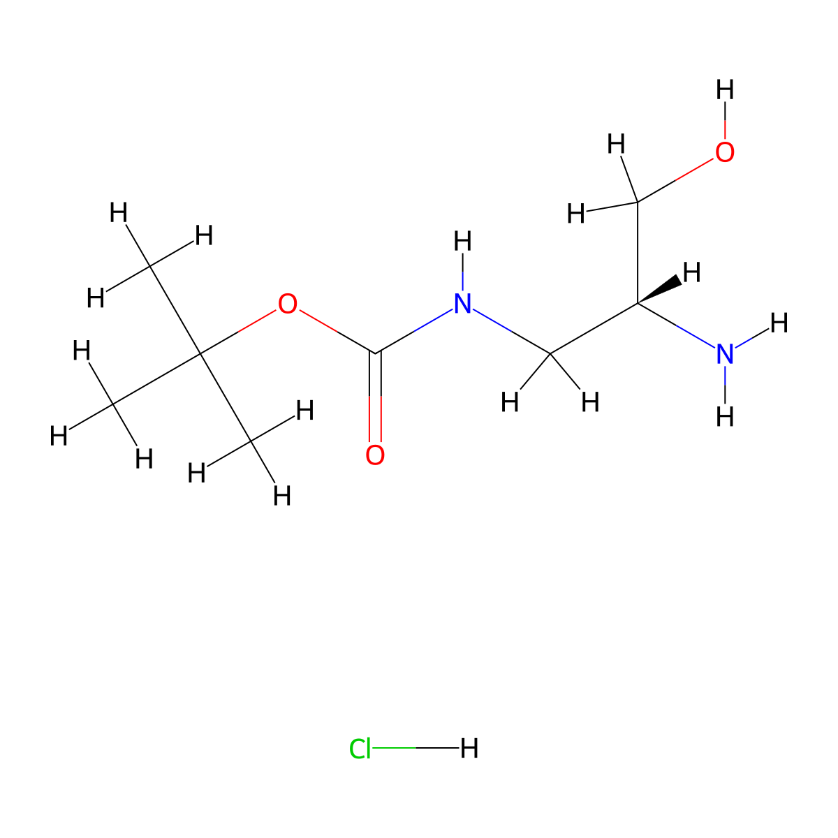 tert-butylN-[(2R)-2-amino-3-hydroxypropyl]carbamatehydrochloride molecular structure, CAS 2411180-32-8