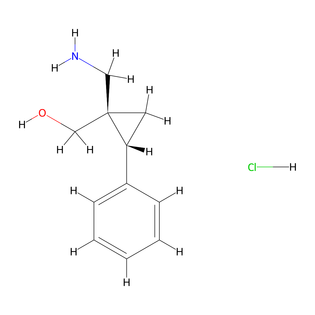 rac-[(1R,2R)-1-(aminomethyl)-2-phenylcyclopropyl]methanolhydrochloride,cis molecular structure, CAS 2411180-63-5