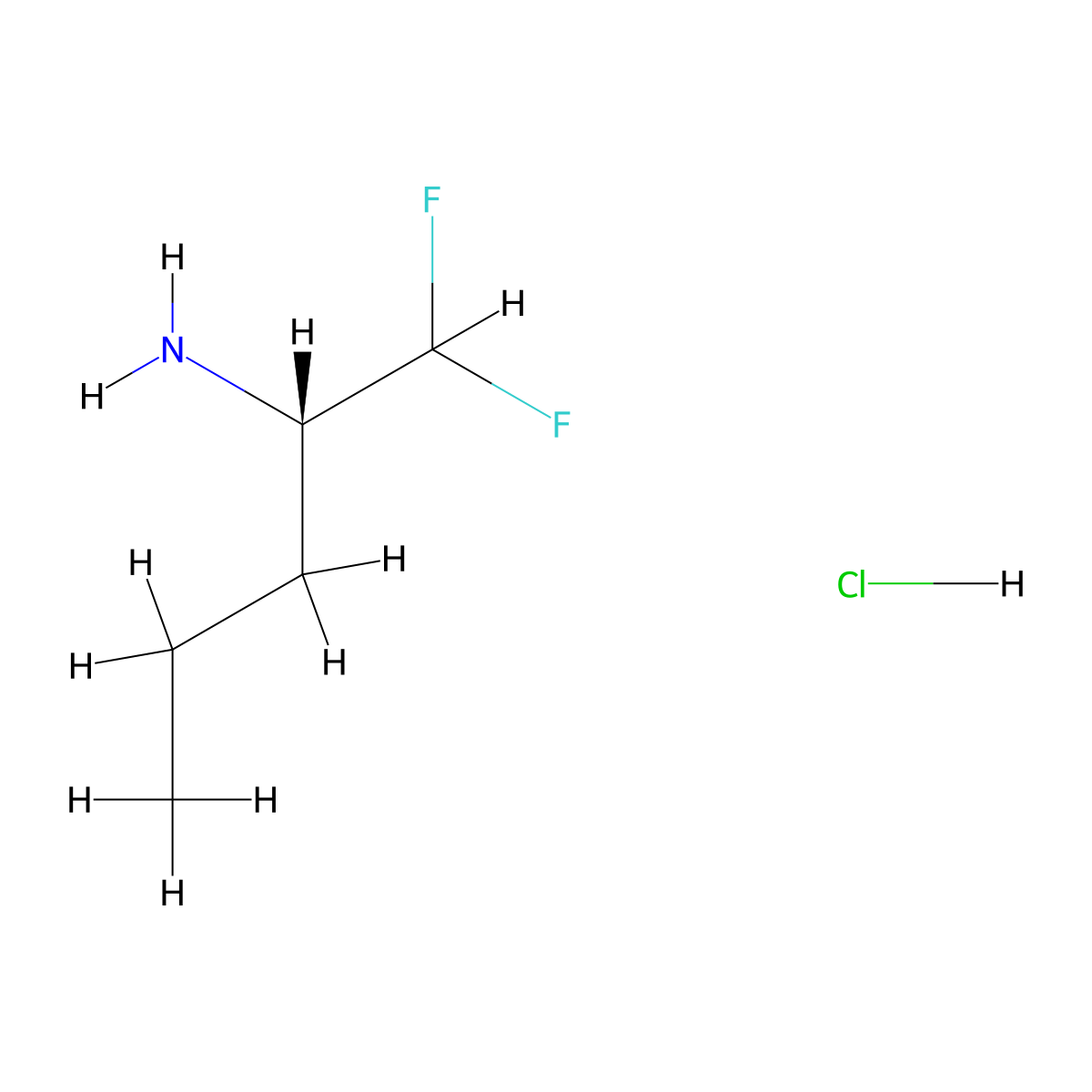 (2S)-1,1-difluoropentan-2-amine hydrochloride molecular structure, CAS 2411180-78-2