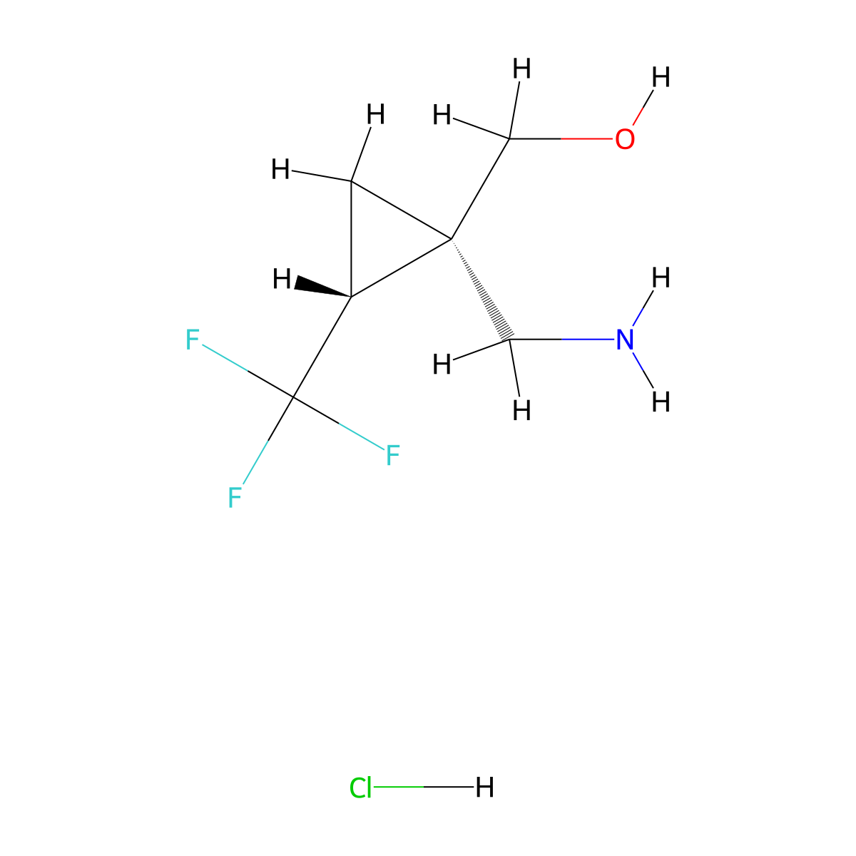 rac-[(1R,2R)-1-(aminomethyl)-2-(trifluoromethyl)cyclopropyl]methanolhydrochloride molecular structure, CAS 2411181-31-0
