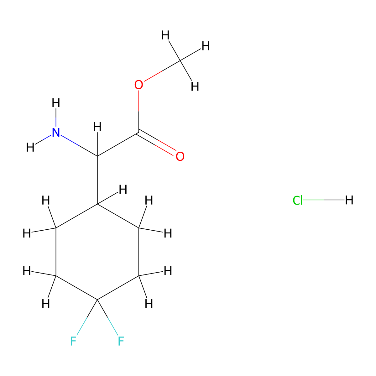 Methyl 2-amino-2-(4,4-difluorocyclohexyl)acetate hydrochloride molecular structure, CAS 2411193-09-2