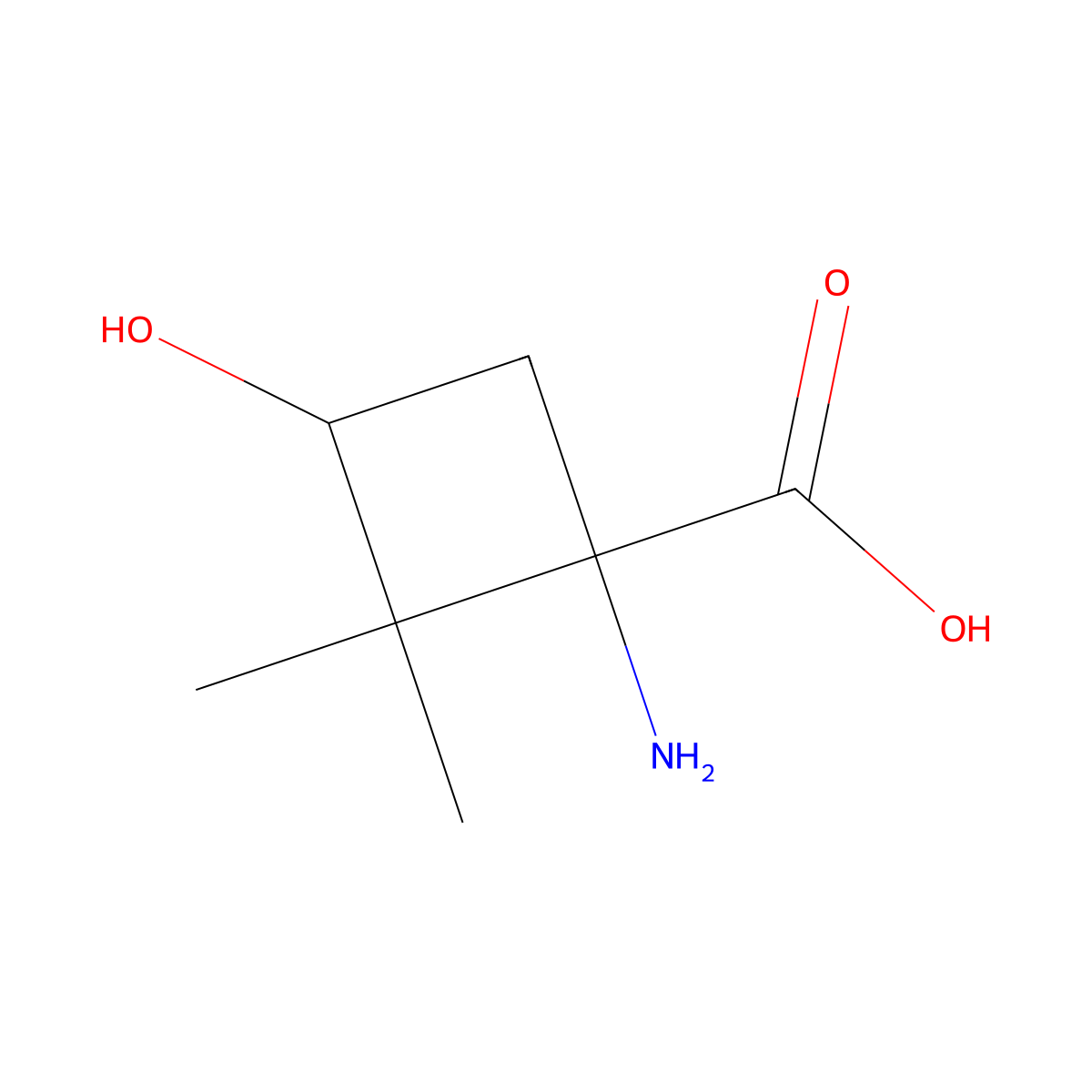 1-Amino-3-hydroxy-2,2-dimethylcyclobutane-1-carboxylic acid molecular structure, CAS 2411193-21-8