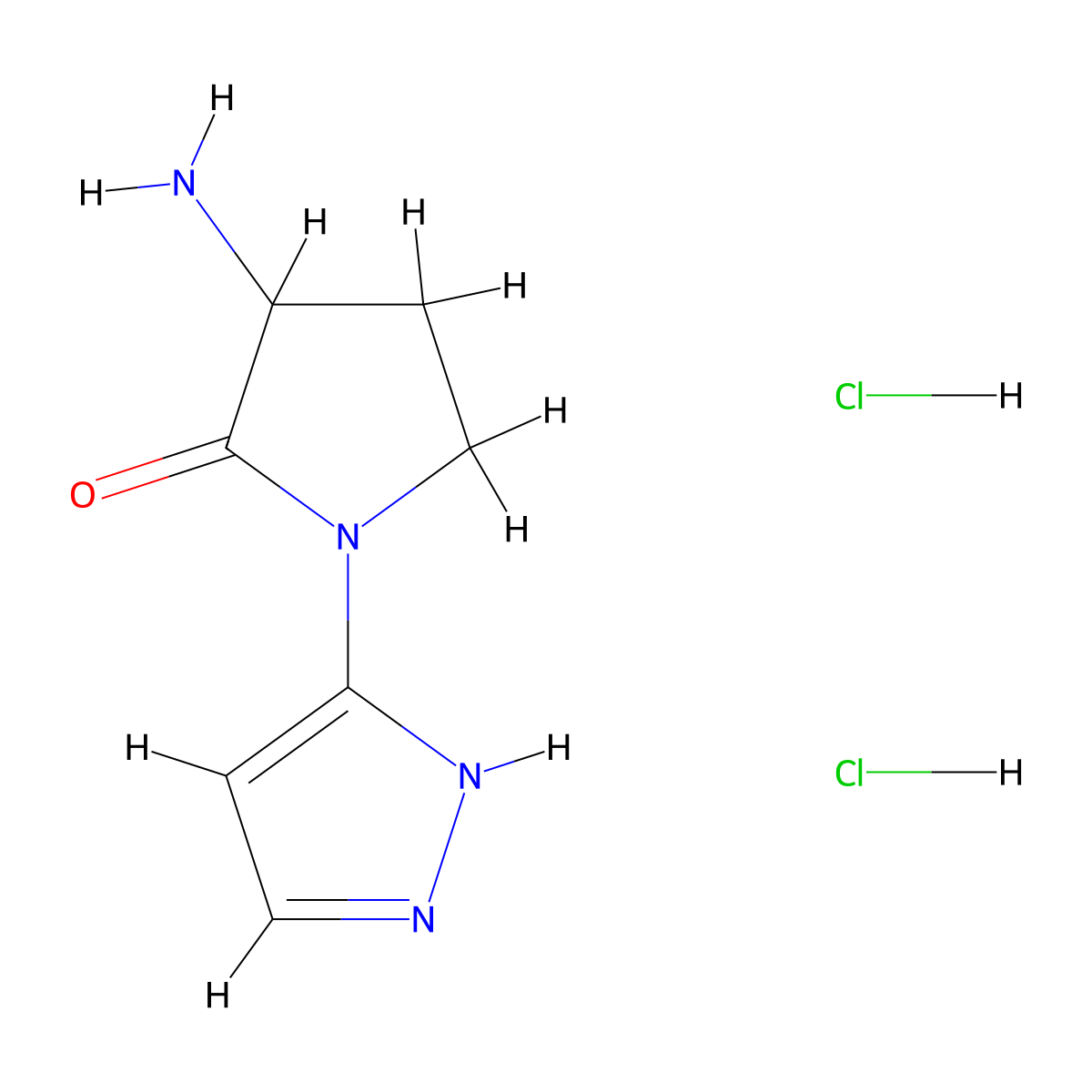 3-amino-1-(1H-pyrazol-3-yl)pyrrolidin-2-one dihydrochloride molecular structure, CAS 2411193-27-4