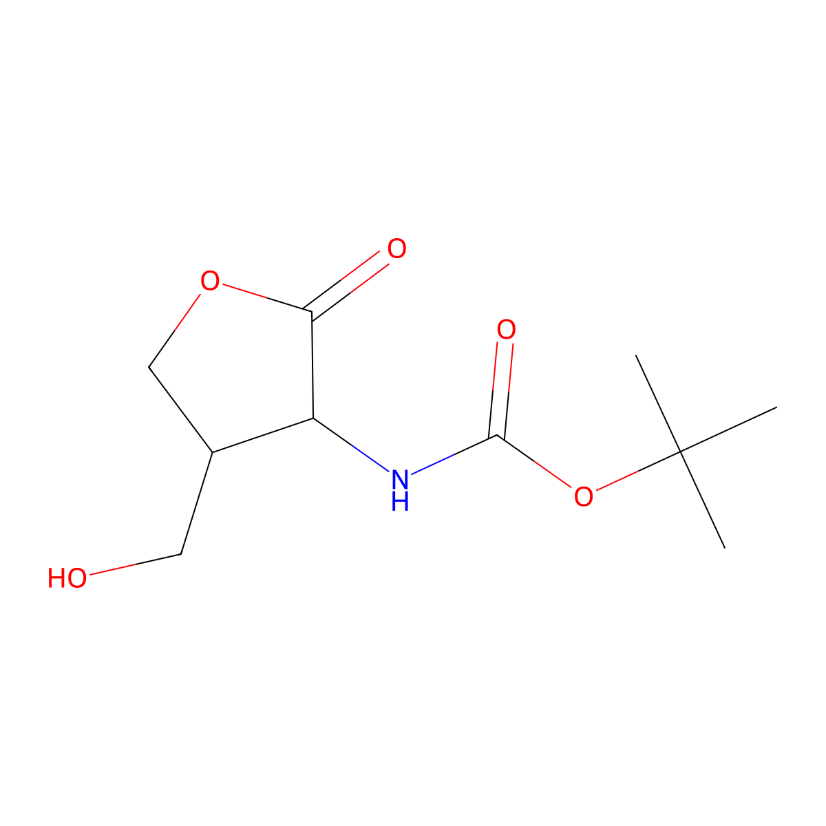 Tert-butyl N-[4-(hydroxymethyl)-2-oxooxolan-3-yl]carbamate molecular structure, CAS 2411194-43-7