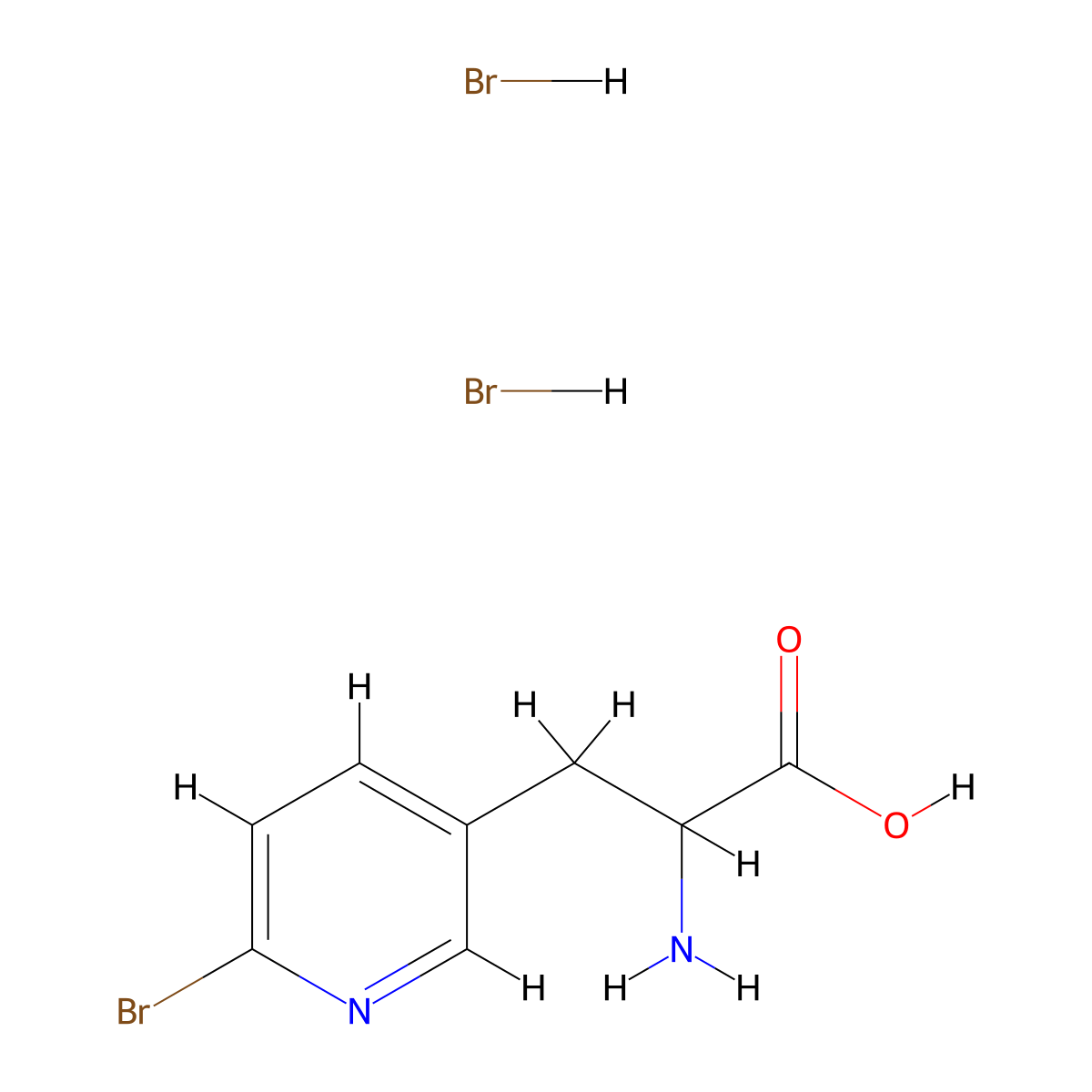 2-Amino-3-(6-bromopyridin-3-yl)propanoic acid dihydrobromide molecular structure, CAS 2411195-51-0