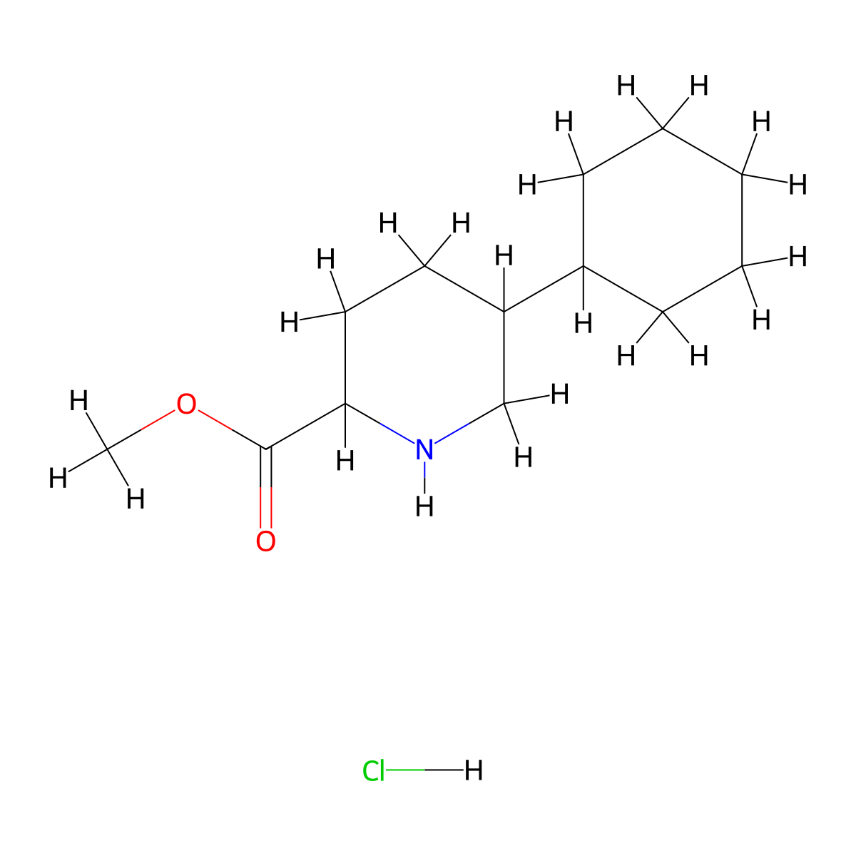 Methyl 5-cyclohexylpiperidine-2-carboxylate hydrochloride molecular structure, CAS 2411196-32-0