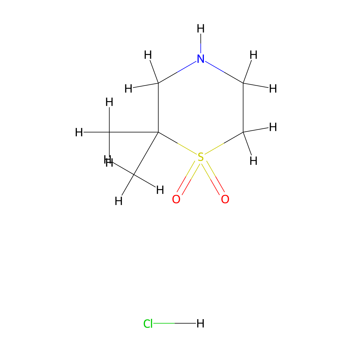 2,2-Dimethyl-1lambda6-thiomorpholine-1,1-dione hydrochloride molecular structure, CAS 2411198-50-8
