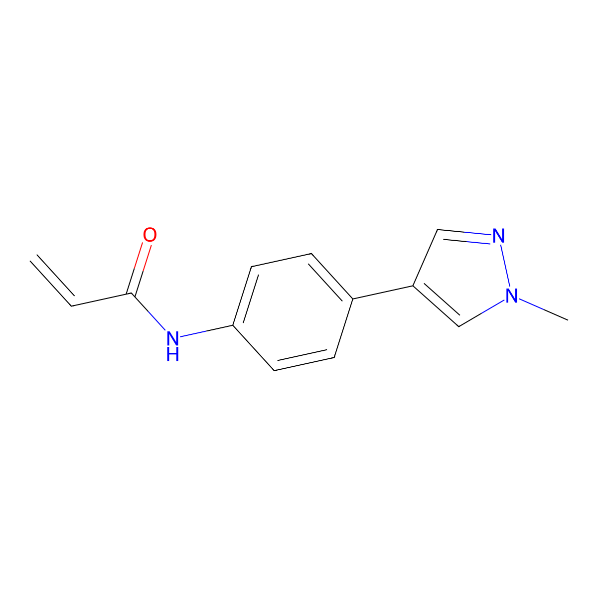 N-[4-(1-methyl-1H-pyrazol-4-yl)phenyl]prop-2-enamide molecular structure, CAS 2411199-69-2