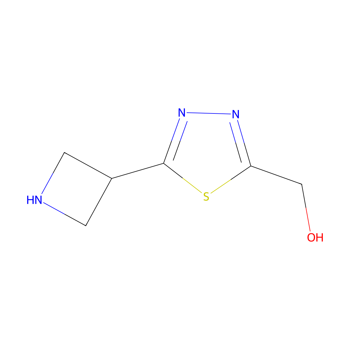 [5-(Azetidin-3-yl)-1,3,4-thiadiazol-2-yl]methanol molecular structure, CAS 2411201-05-1