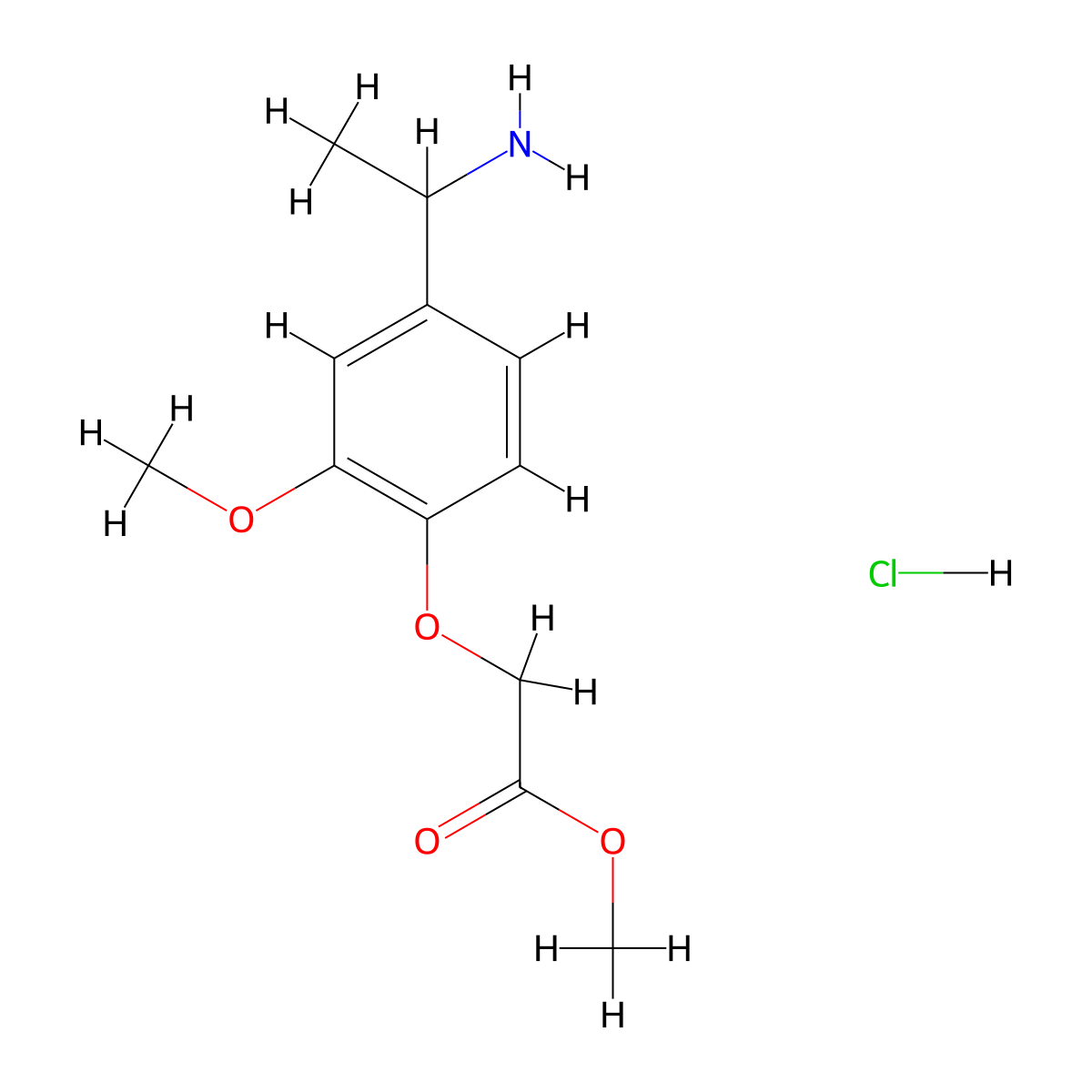 Methyl2-[4-(1-aminoethyl)-2-methoxyphenoxy]acetatehydrochloride molecular structure, CAS 2411201-69-7