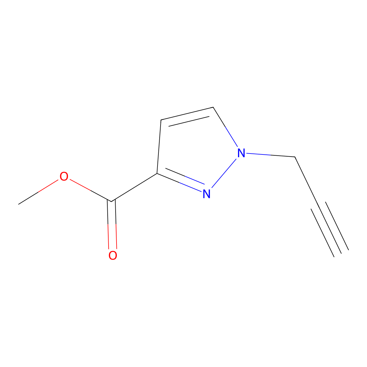 methyl 1-(prop-2-yn-1-yl)-1H-pyrazole-3-carboxylate molecular structure, CAS 2411201-83-5