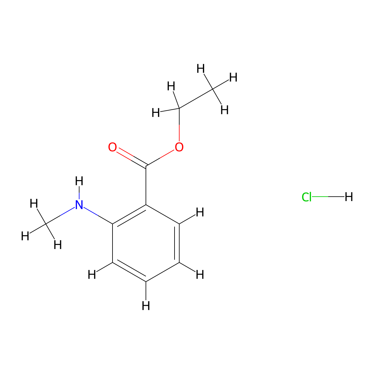 Ethyl 2-(methylamino)benzoate hydrochloride molecular structure, CAS 2411202-36-1