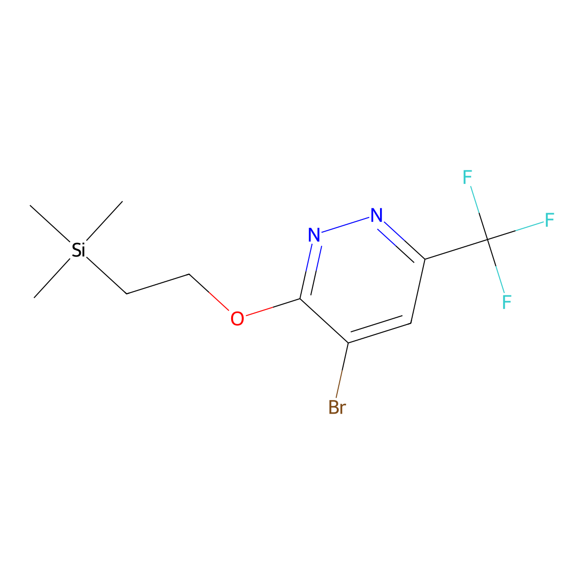 4-Bromo-6-(trifluoromethyl)-3-[2-(trimethylsilyl)ethoxy]pyridazine molecular structure, CAS 2411216-95-8