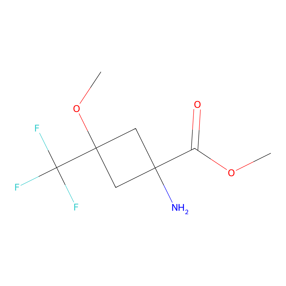 Methyl 1-amino-3-methoxy-3-(trifluoromethyl)cyclobutane-1-carboxylate molecular structure, CAS 2411217-01-9