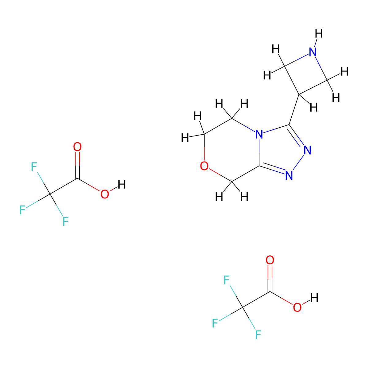 3-{5H,6H,8H-[1,2,4]triazolo[3,4-c][1,4]oxazin-3-yl}azetidine; bis(trifluoroacetic acid) molecular structure, CAS 2411217-91-7