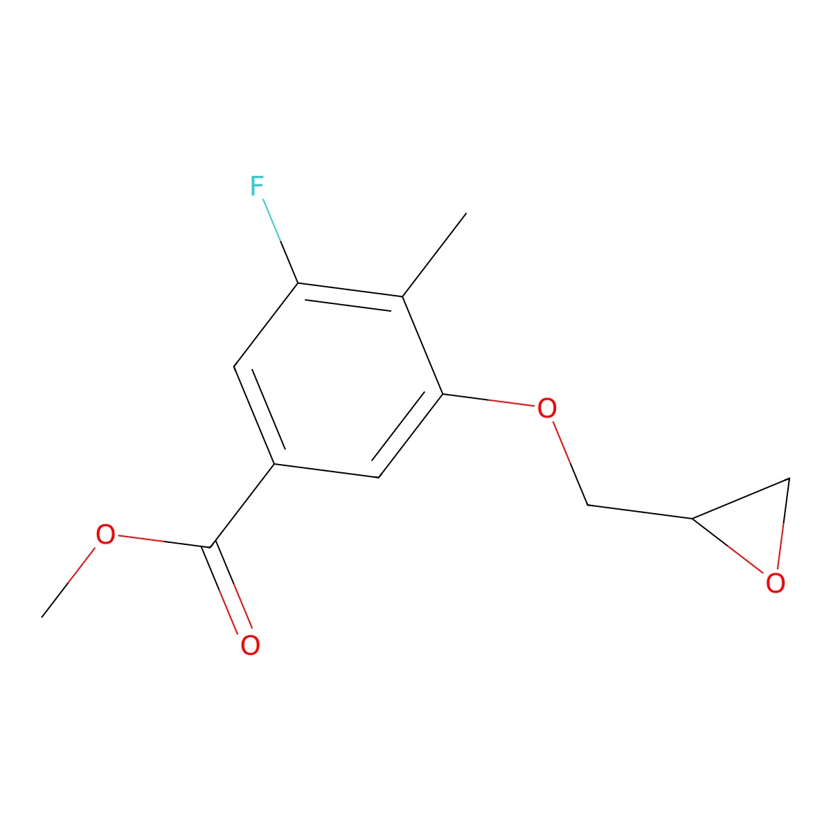 Methyl 3-fluoro-4-methyl-5-(oxiran-2-ylmethoxy)benzoate molecular structure, CAS 2411218-85-2