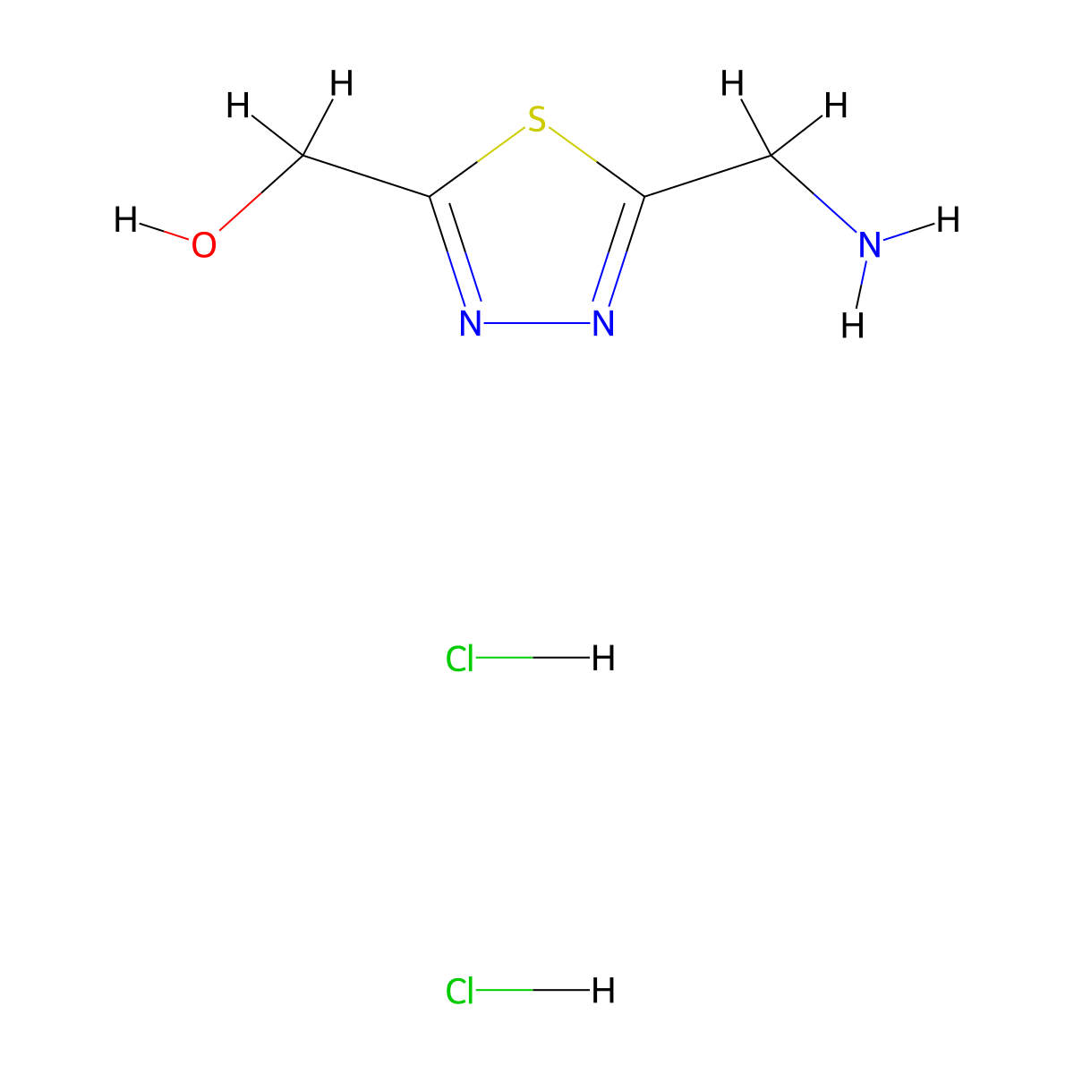 [5-(Aminomethyl)-1,3,4-thiadiazol-2-yl]methanol dihydrochloride molecular structure, CAS 2411219-16-2