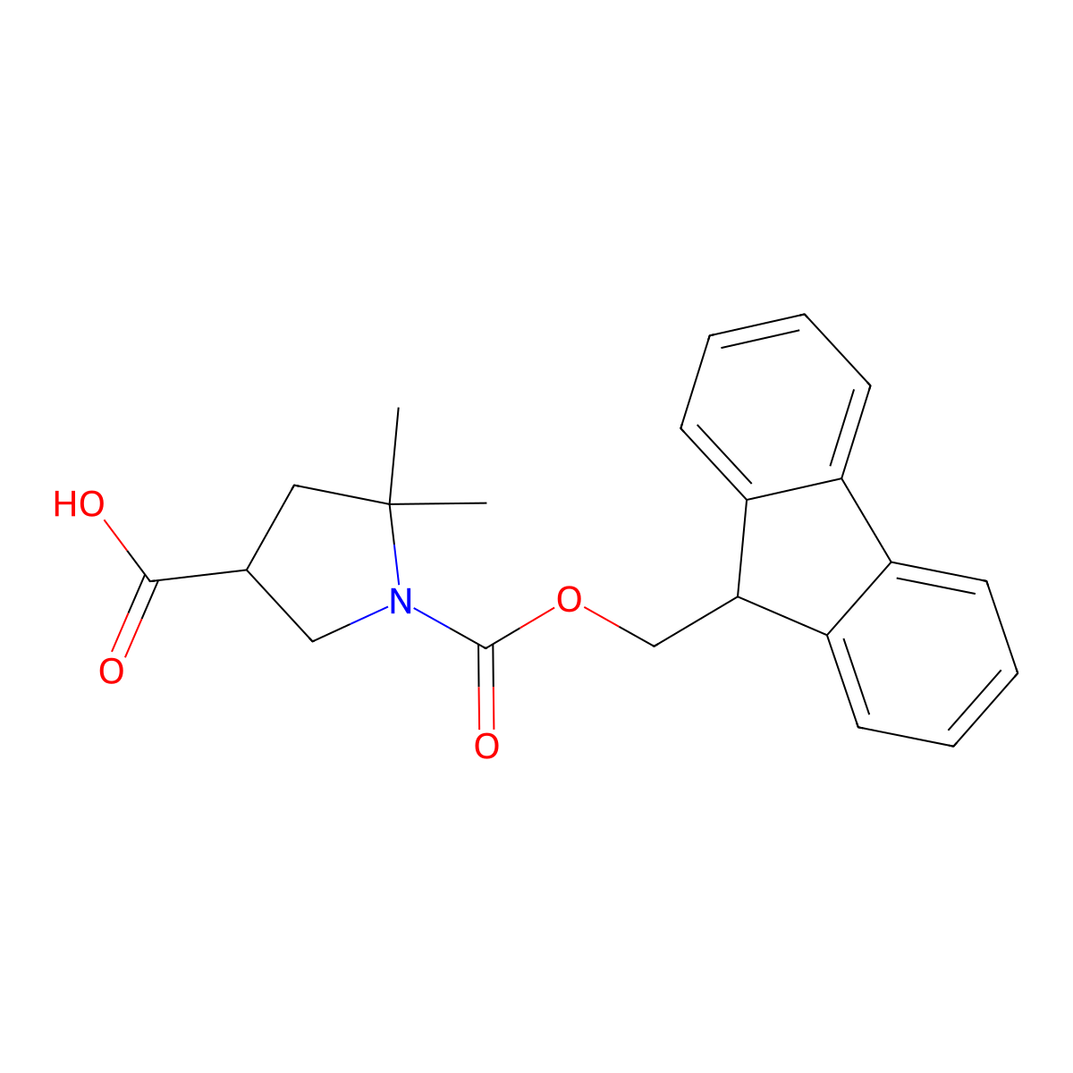 1-{[(9H-fluoren-9-yl)methoxy]carbonyl}-5,5-dimethylpyrrolidine-3-carboxylic acid molecular structure, CAS 2411219-51-5