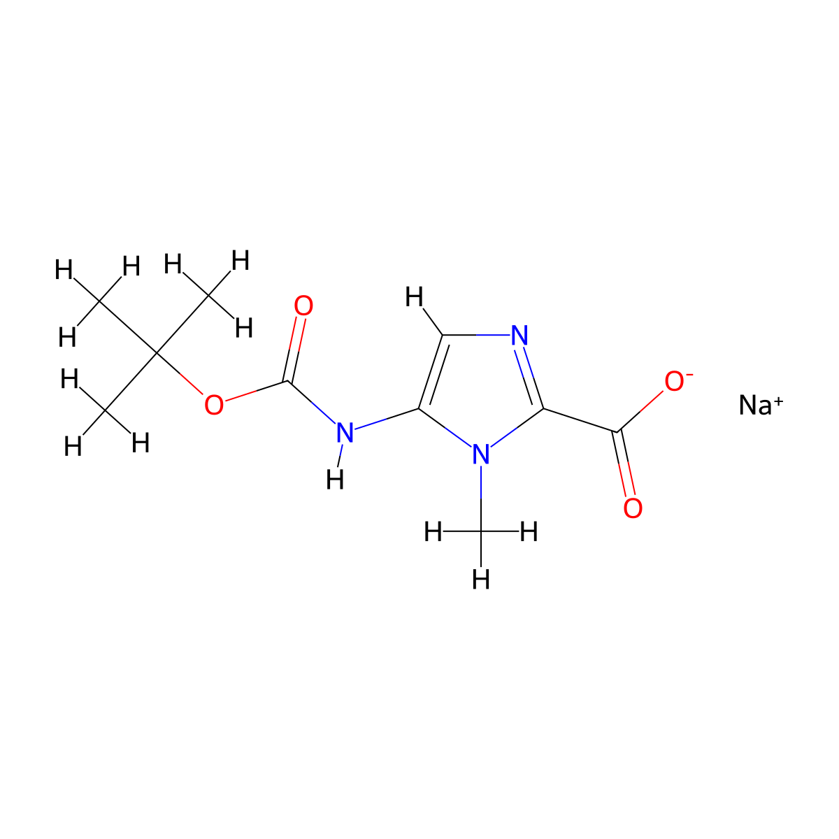 sodium 5-{[(tert-butoxy)carbonyl]amino}-1-methyl-1H-imidazole-2-carboxylate molecular structure, CAS 2411219-68-4