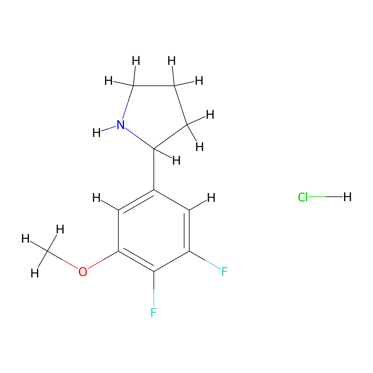 2-(3,4-Difluoro-5-methoxyphenyl)pyrrolidine hydrochloride molecular structure, CAS 2411220-58-9