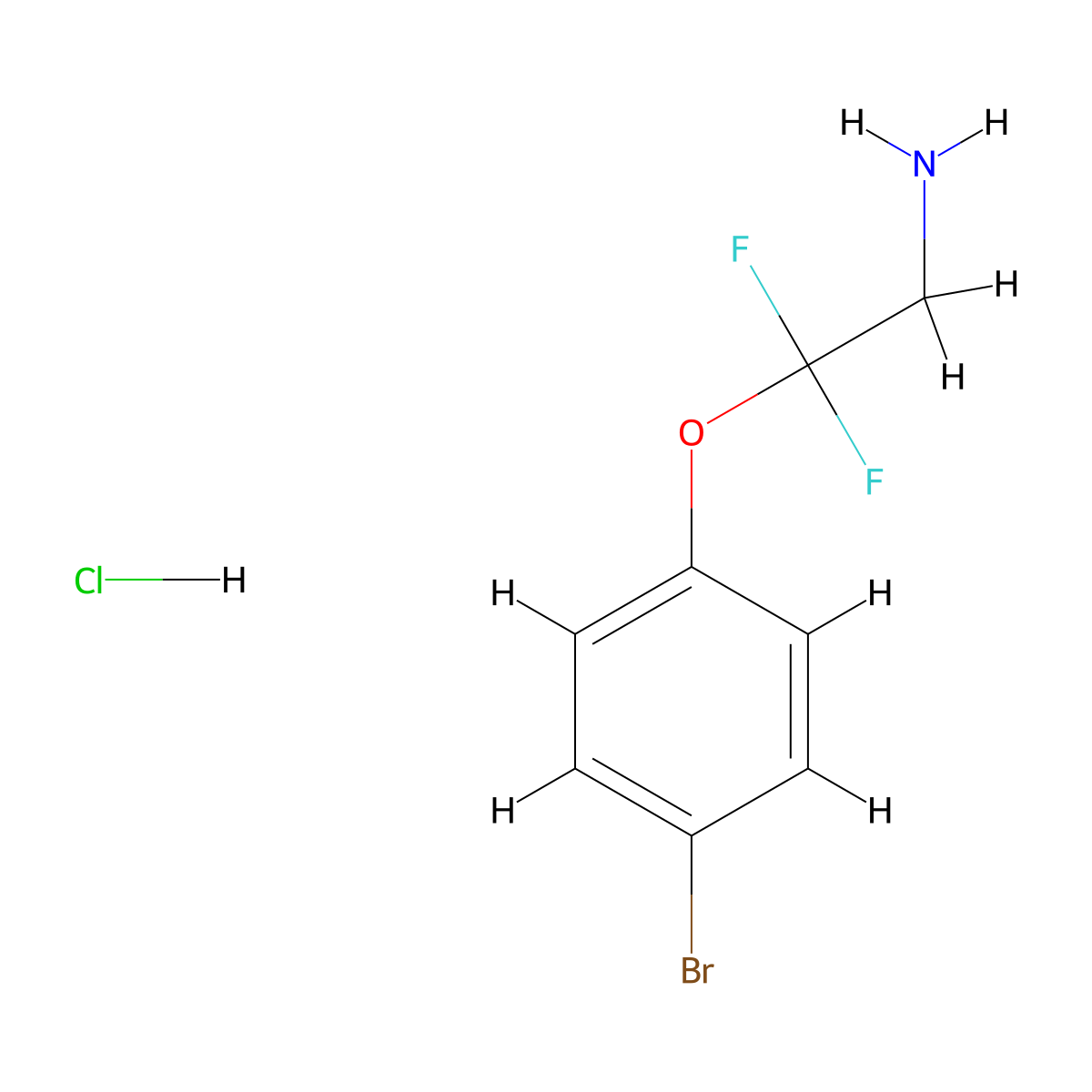 2-(4-Bromophenoxy)-2,2-difluoroethan-1-amine hydrochloride molecular structure, CAS 2411220-80-7