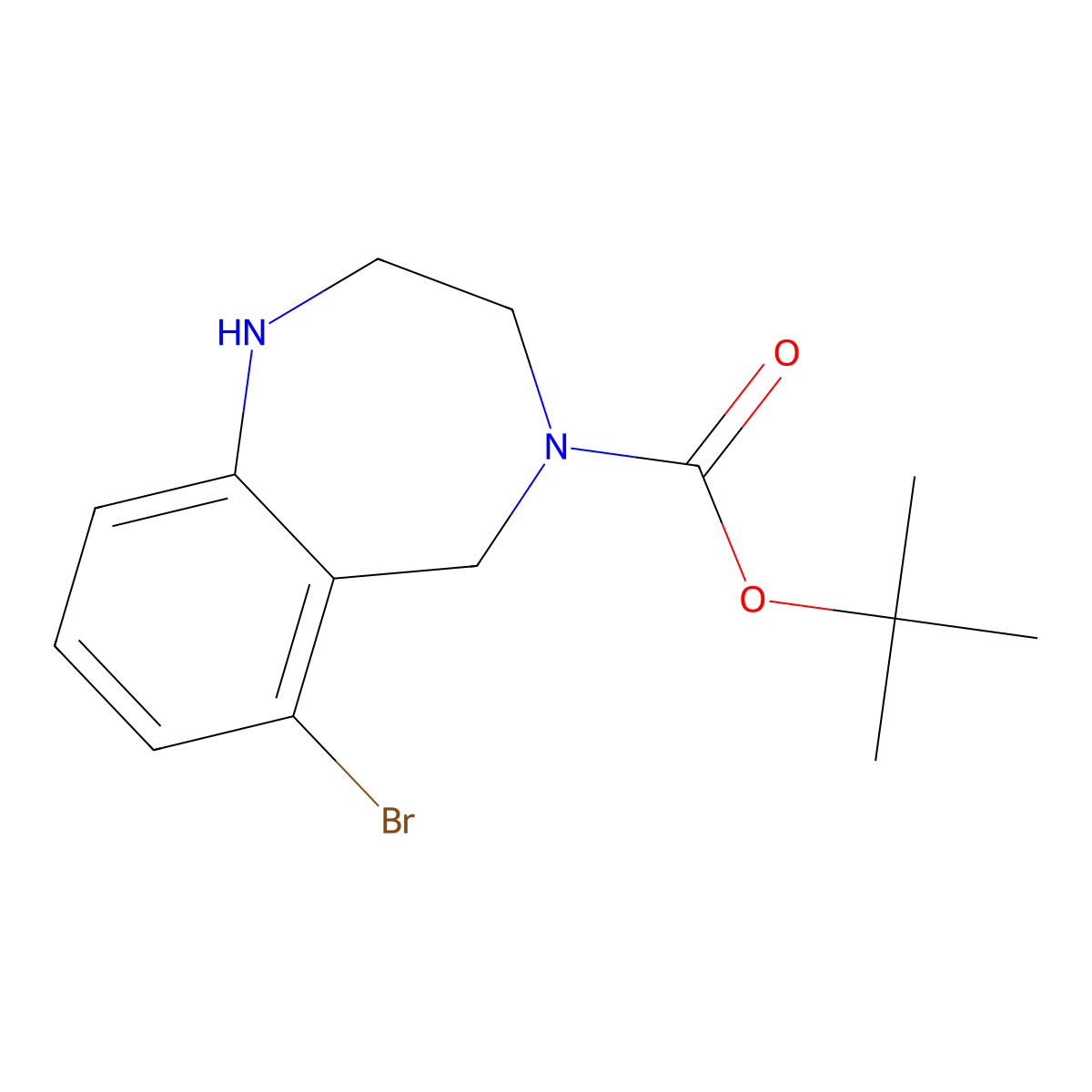 Tert-butyl 6-bromo-1,2,3,5-tetrahydro-1,4-benzodiazepine-4-carboxylate molecular structure, CAS 2411220-89-6